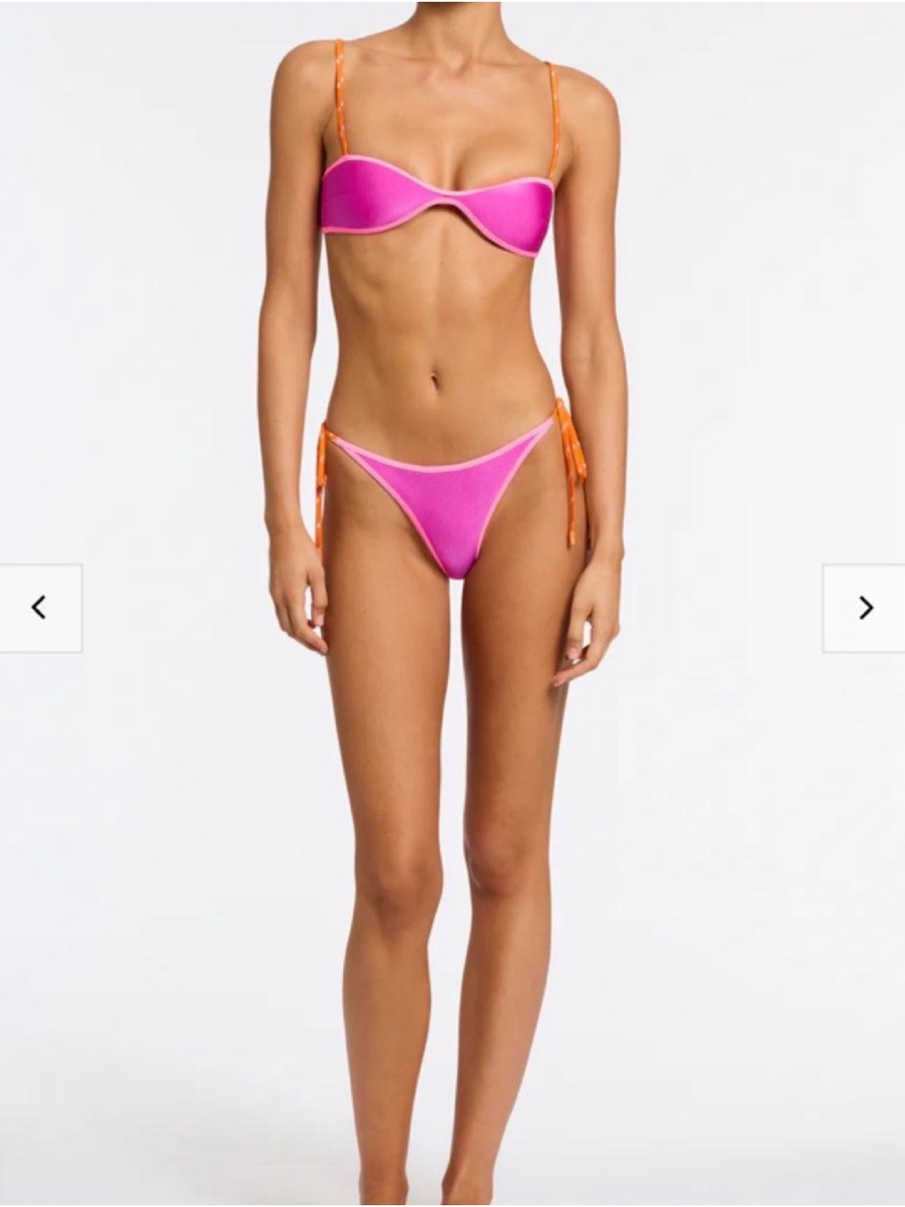 Triangl pigi neoprene scoop coop bikini set in bright pink with orange pipping